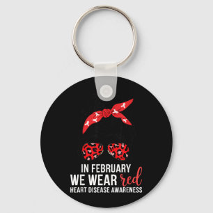 Llavero en febrero Usa Rojo Conciencia de la Enfermedad Ca