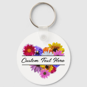 Llavero En Flor - Floral en forma de corazón