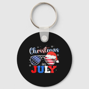 Llavero En Julio Santa Hat Sungles Bandera Estadounidense 