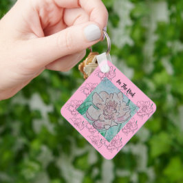 Llavero En la Flor de Peonía Rosa