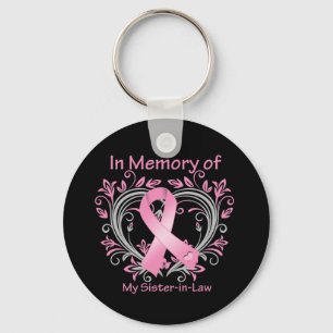 Llavero En memoria de mi cuñada corazón de cáncer de mama