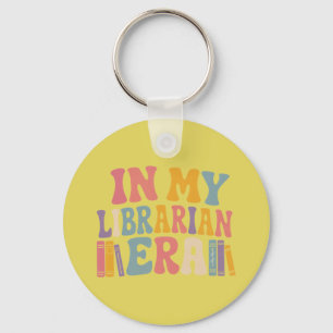 Llavero En Mi Era de Bibliotecario Retro Groovy Amante de