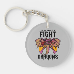 Llavero En mi mundo lucho contra los dragones