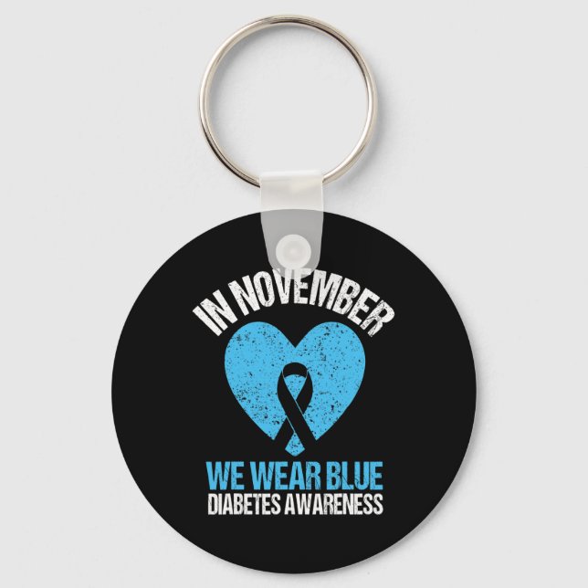 Llavero En Noviembre Usamos Diabetes Azules Conciencia Azu (Anverso)