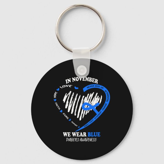 Llavero En Noviembre, Usamos Diabetes Azules Y Desordenado (Anverso)