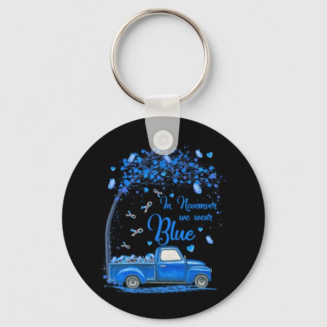 Llavero En Noviembre Usamos Diabetes De Mariposa De Camión (Anverso)