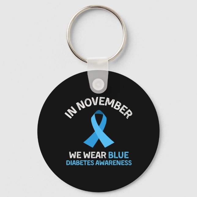 Llavero En Noviembre Usamos El Apoyo Azul Para La Diabetes (Anverso)