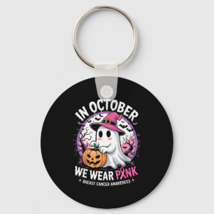 Llavero En octubre usa rosa fantasma halloween cáncer de m