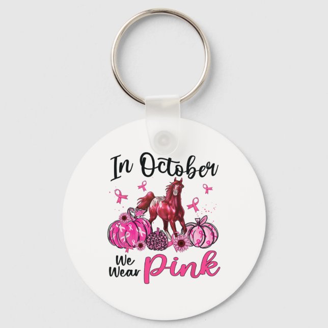 Llavero En Octubre Usamos Calabaza De Caballo Rosa Leopard (Anverso)