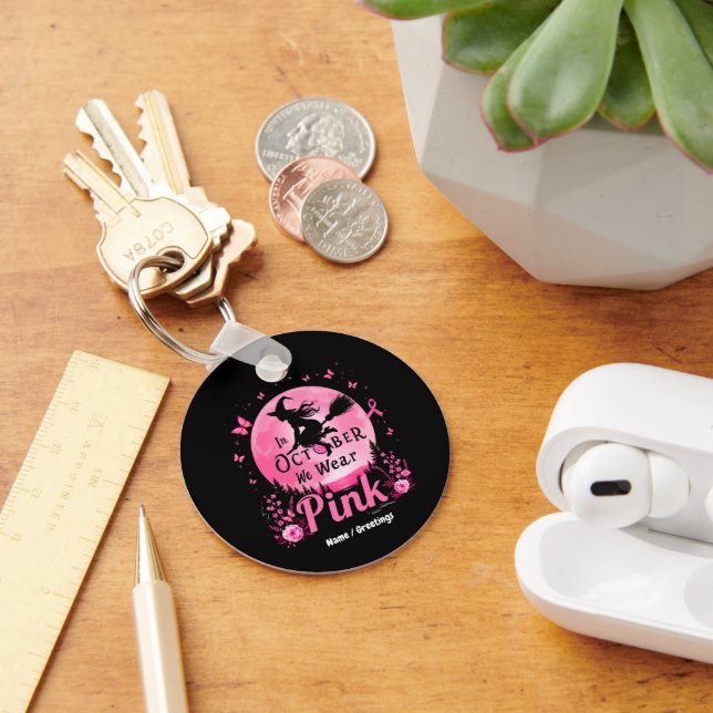 Llavero En Octubre Usamos Cáncer De Mama De Bruja Rosa (Escritorio )