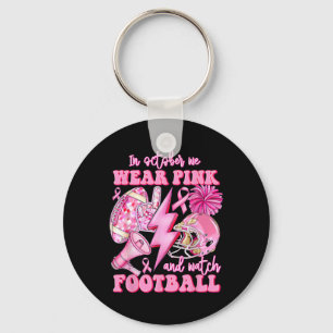 Llavero En Octubre Usamos Cáncer De Mama De Fútbol Rosado