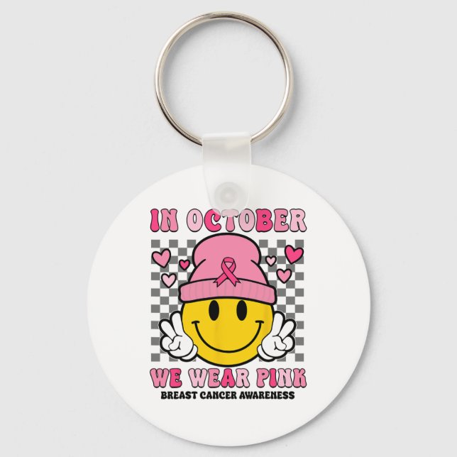 Llavero En Octubre Usamos Cinta Rosa Fantasma Halloween Br (Anverso)