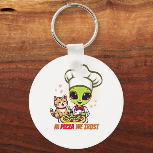 Llavero En Pizza Confiamos Arte de Chef Alien