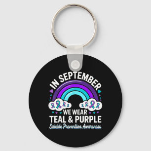 Llavero En Septiembre Usamos Lazo Morado Teal Suicidio