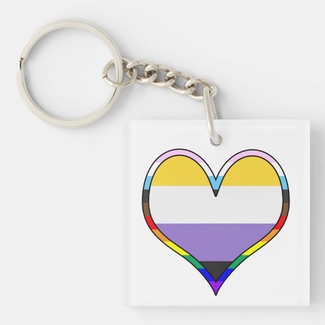 Llavero Enby Pride Heart Keychain (Frente)