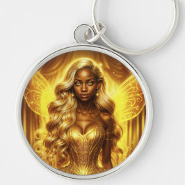 Llavero Encantado hada dorada elegantes alas espumosas