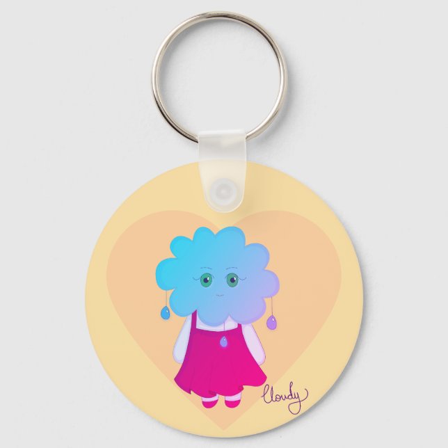 Llavero Encantador Azul Leve Emoção Cloudy Contemporânea (Anverso)