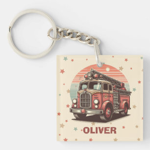 Llavero Encantador Camión de Bomberos Retro Vintage al Ata