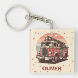 Llavero Encantador Camión de Bomberos Retro Vintage al Ata