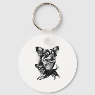 Llavero Encantador Chihuahua Duo Mascota blanco y negro