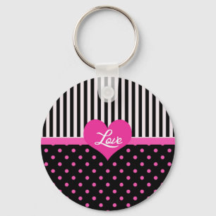 Llavero Encantador, dulce, elegante, lindos lunares rosado