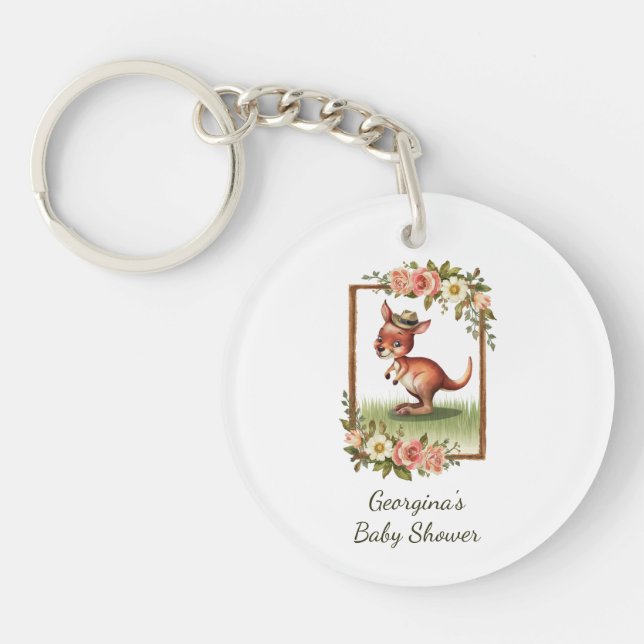 Llavero Encantadora acuarela canguro favor de partido (Frente)