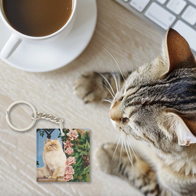 Llavero Encantadora Rosa Cremosa Gato Persa Bosque Dríada (Subido por el creador)