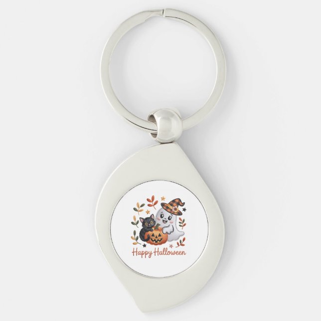 Llavero Encantadora tarjeta de saludo de Halloween - Embr  (Anverso)
