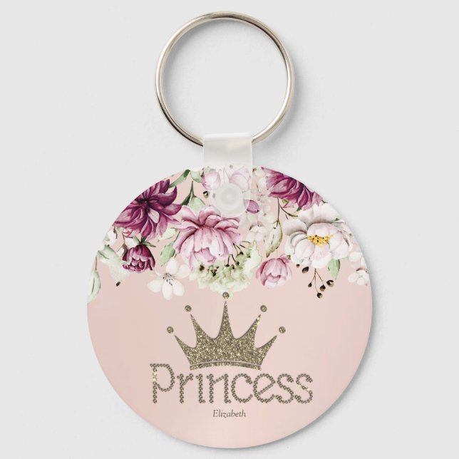 Llavero Encantadora Tiara, Princesa, Floral Keychain (Anverso)