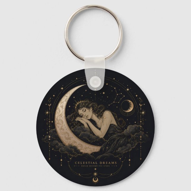 Llavero Encanto Celestial Luna y Estrellas  (Anverso)