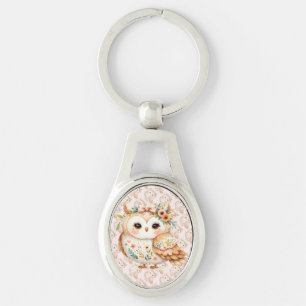 Llavero Encanto de búho boho Cottagecore Floral Farmcore