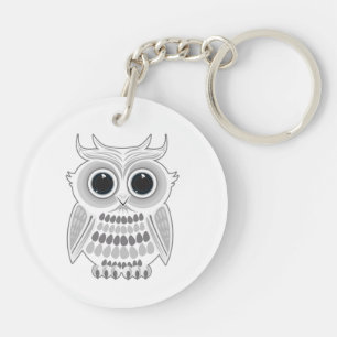 Llavero Encanto de búho de dibujos animados blanco adorabl