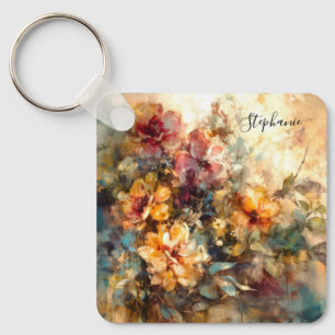 Llavero Encanto Floral Acuarela Personalizado
