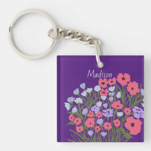 Llavero Encanto floral de Bonito colorido + nombre persona