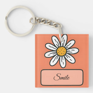 Llavero Encanto floral de margarita personalizado