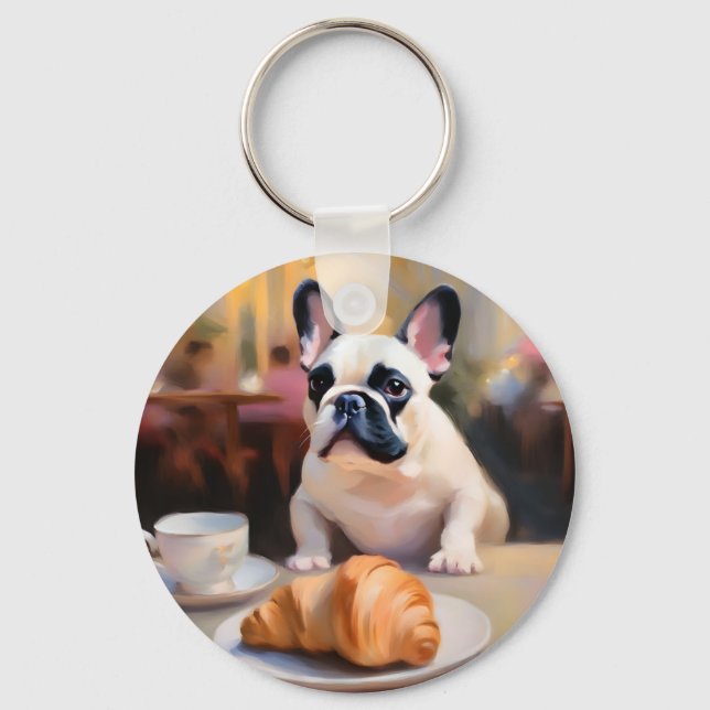 Llavero Encanto por el Bulldog francés impresionista (Anverso)
