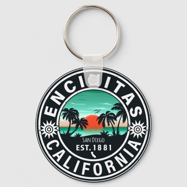 Llavero Encinitas California Retro Sunset Souvenirs 80 (Anverso)