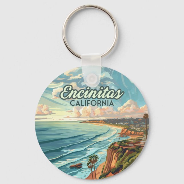 Llavero Encinitas California San Diego Beach Vintage (Anverso)