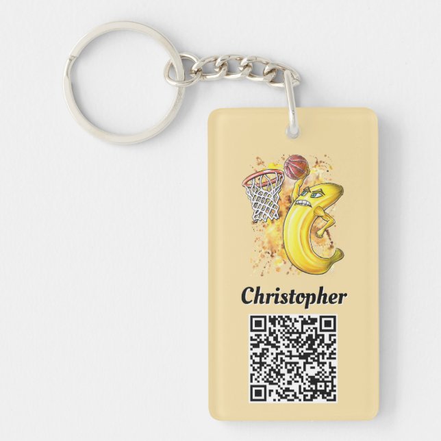 Llavero Energetic banana Slam Dunk Personalizable QR Códig (Frente)