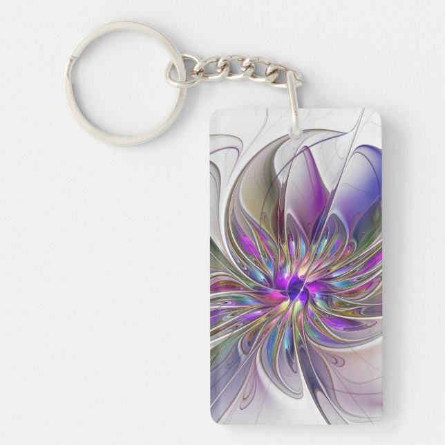 Llavero Energetic, Colorful Abstract Fractal Art Flower (Frente)