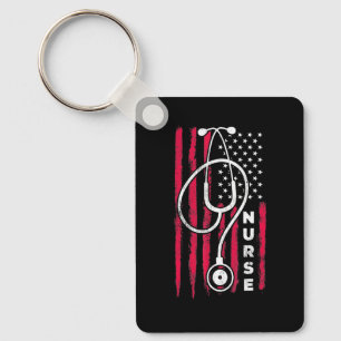 Llavero Enfermera de la bandera americana 4 de julio amor