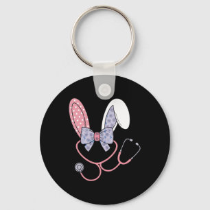 Llavero Enfermera de Pascua Coquette Bow Stethoscope Bunny