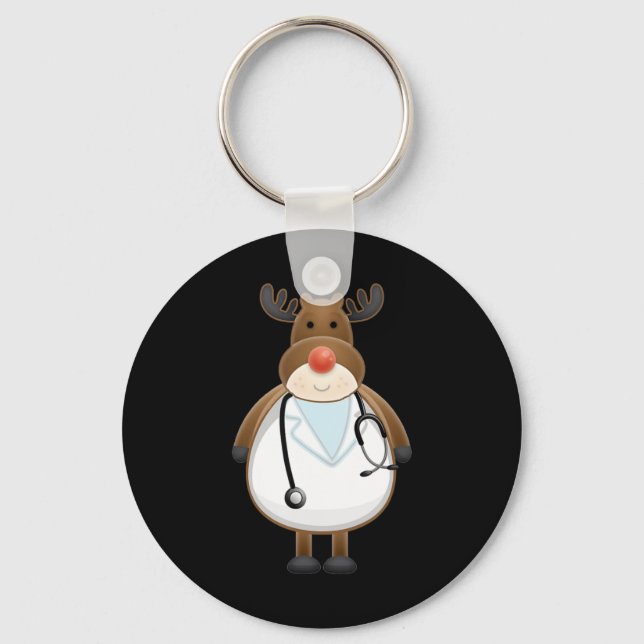 Llavero Enfermera de renos con estetioscopio (Anverso)