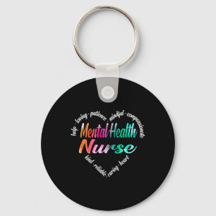 Llavero Enfermera de salud corazón nube de palabras acuare