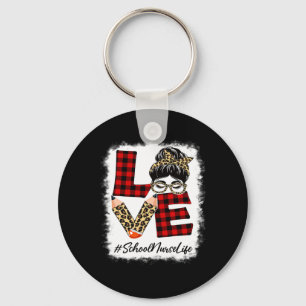 Llavero Enfermera Escolar Ama Desordenado Bun Leopard Buff