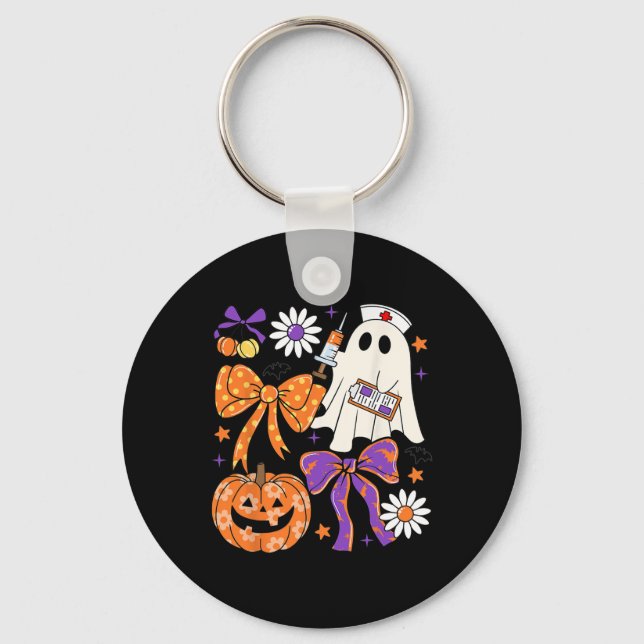 Llavero Enfermera floral de Boho Preppy Fantasma Coquette  (Anverso)
