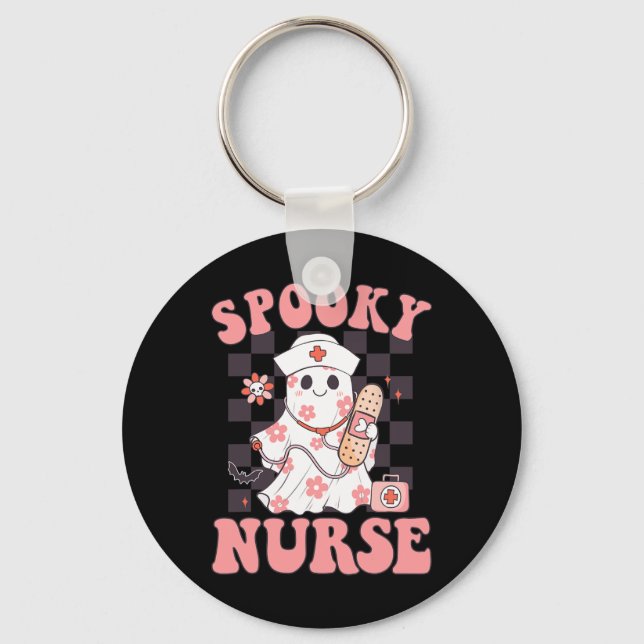 Llavero Enfermera floral floral cute fantasma enfermera Gr (Anverso)