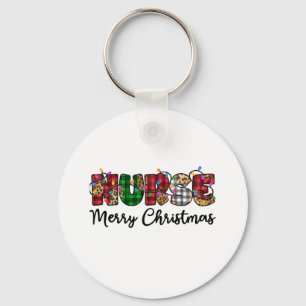 Llavero Enfermera Merry Christmas Lights Leopard Print Buf