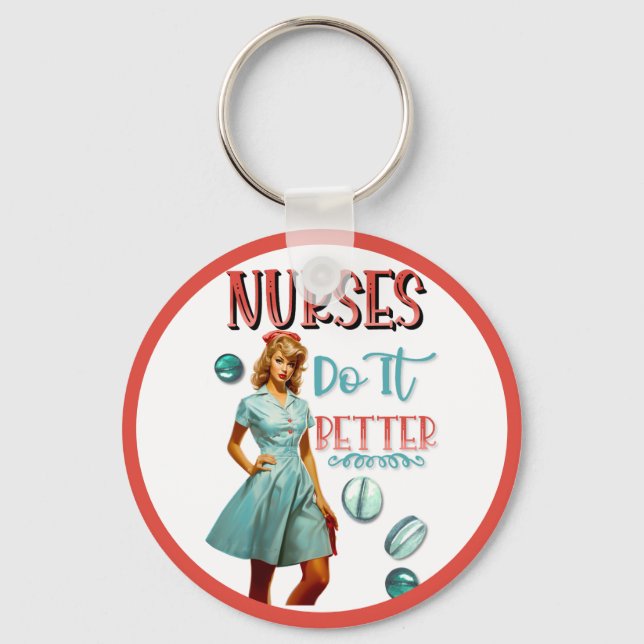 Llavero Enfermera Nostálgica Cute Enfermeras De Pinup Lo H (Anverso)