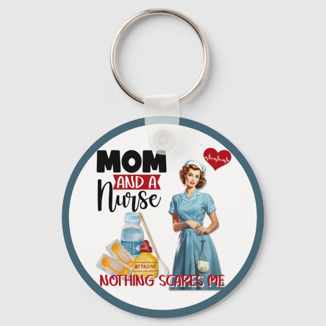 Llavero Enfermera nostálgica cute pinup mamá y enfermera (Anverso)